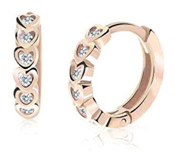 Cutie Jewellery Cercei rotunzi pentru copii din aur roz C3339-80-X-4 alb