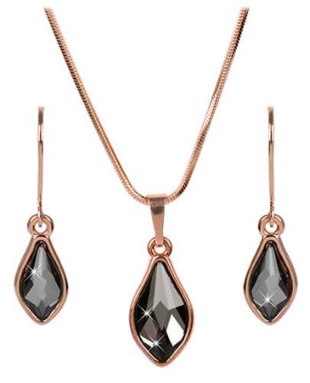 Levien Set de cercei și colier din bronz Flame Rose Gold Night SET-040