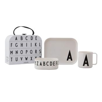 Set de luat masa pentru copii din 3 piese cu valiză Design Letters Classics A