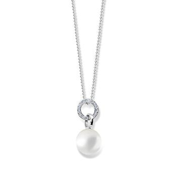 Cutie Jewellery Pandantiv fermecător de perle din aur alb cu zirconii Z6303-3123-40-X-2