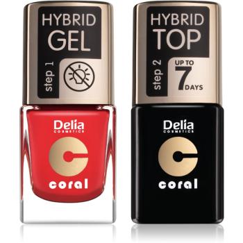 Delia Cosmetics Coral Nail Enamel Hybrid Gel set de cosmetice pentru femei odstín 01