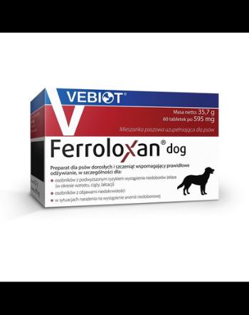 VEBIOT Ferroloxan dog 60 tab. supliment pentru caini cu deficit de fier, anemie