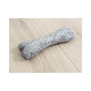 Jucărie în formă de os pentru animale, din lână Wooldot Pet Bones, lungime 22 cm, gri oțel