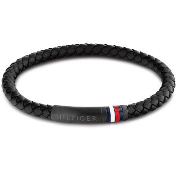 Tommy Hilfiger Brățară din piele neagră cu fixare din otel 2790403