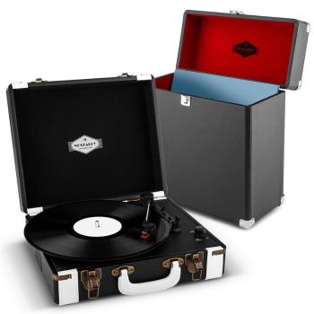 Auna Jerry Lee RECORD COLLECTOR, set negru, set de gramofon, Retro Gramofon + valiză pentru discuri