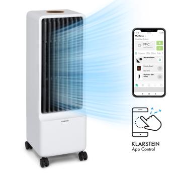 Klarstein Maxflow Smart, răcitor de aer 3 în 1, ventilator, umidificator, 5 l, WiFi, telecomandă, 2 x pastile de răcire