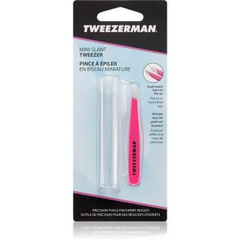 Tweezerman Mini Slant pensete cu varfurile tesite mini cu trusă de călătorie Neon Pink 1 buc