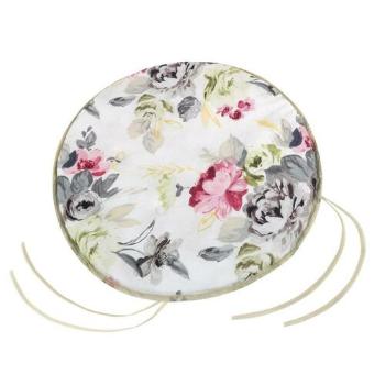 Pernă de scaun Bellatex EMA rotundă netedăFlowers gri-roz , 40 cm