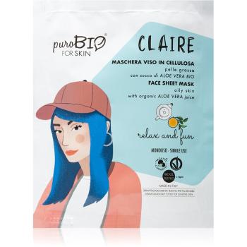 puroBIO Cosmetics Claire Relax and Fun masca de celule cu efect hidratant si linistitor cu aloe vera 15 ml