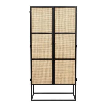 Dulap negru din ratan 70x145 cm Guuji - White Label