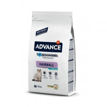 ADVANCE Hairball Sterilized, Curcan, hrană uscată pisici sterilizate, limitarea ghemurilor de blană, 1.5kg