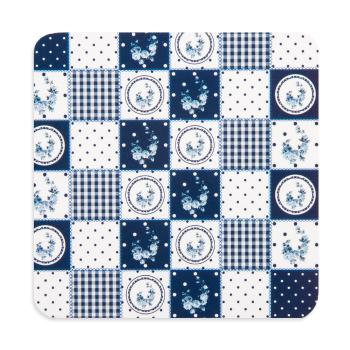 Suport farfurie Country blue, din plută, 10 x 10 cm, set 4 buc.