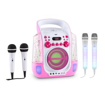 Auna Kara Liquida culoare roz + Set microfon Dazzl, dispozitiv karaoke, iluminare LED