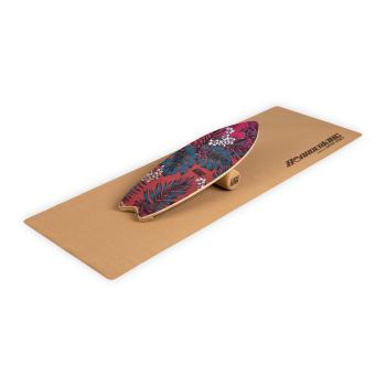 BoarderKING Indoorboard Wave, placă pentru echilibru, covor, cilindru, lemn / plută