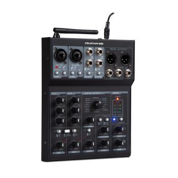 Auna Pro Blackbird, mixer cu 6 canale, BT, USB, MP3, 2 x XLR-Micro, negru