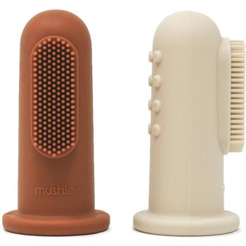 Mushie Finger Toothbrush periuta de dinti pentru deget pentru copii Clay/Shifting Sand 2 buc