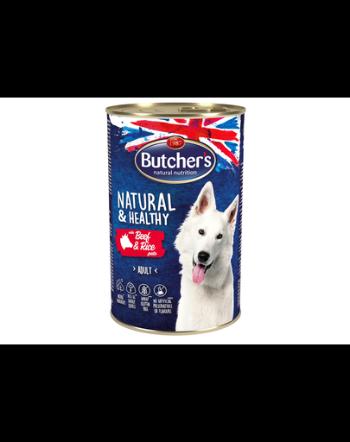 BUTCHER'S Dog Natural&amp;Healthy pate cu vită și orez 1200 g