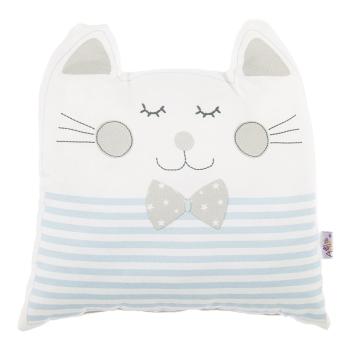 Pernă din amestec de bumbac pentru copii Mike & Co. NEW YORK Pillow Toy Big Cat, 29 x 29 cm, albastru