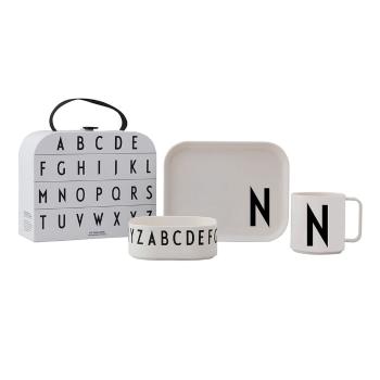 Set de luat masa pentru copii din 3 piese cu valiză Design Letters Classics N