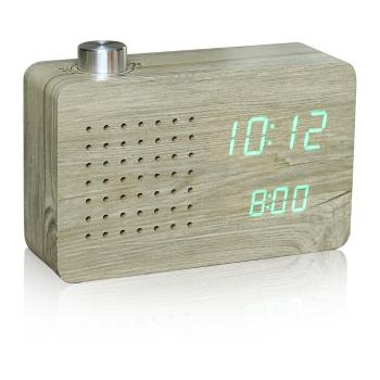 Ceas cu LED și radio Gingko Click Clock, maro-verde