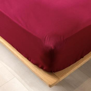 Cearceaf roșu din bumbac organic cu elastic 180x200 cm Biolina – douceur d'intérieur