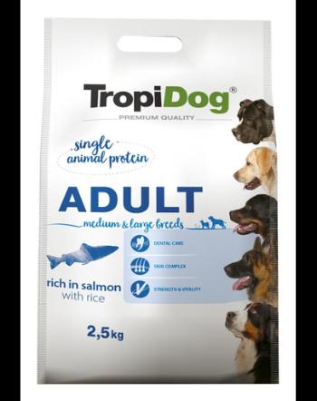 TROPIDOG Premium Adult M&amp;L somon si orez 2,5 kg hrana uscata pentru caini de rasa medie si mare