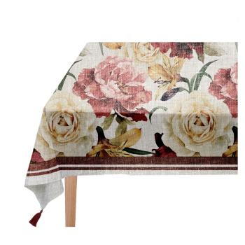 Față de masă Linen Couture Roses, 140 x 140 cm