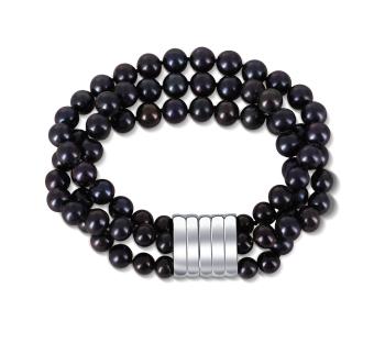 JwL Luxury Pearls Brățară cu trei rânduri din perle negre adevărate JL0670