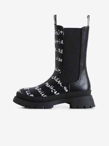 Desigual Chelsea High Lettering Cizme Negru