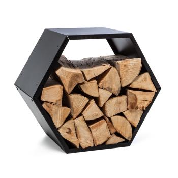Blumfeldt Firebowl Hexawood Black, suport pentru lemne, formă hexagonală, 50,2 × 58 × 32 cm