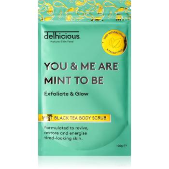 delhicious YOU & ME ARE MINT TO BE MINT BLACK TEA peeling pentru corp cu efect revigorant pentru piele uscata, actionand impotriva senzatiei de mancar