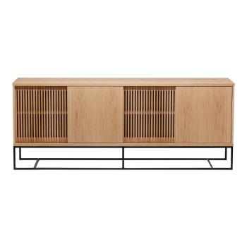 Comodă în culoare naturală joasă cu aspect de lemn de stejar 188x75 cm Ende – Woodman