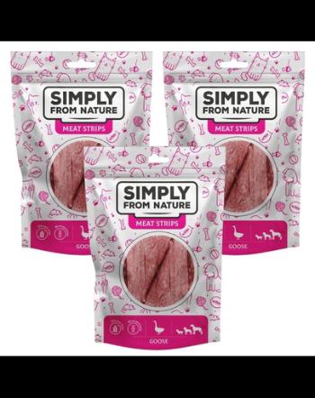 SIMPLY FROM NATURE Meat Strips Fasii gasca pentru caini 3x80 g