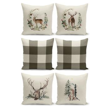 Set 6 fețe de pernă decorative cu model de Crăciun Kate Louise Christmas Noel, 43 x 43 cm