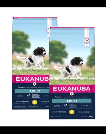 EUKANUBA Active Adult Medium Breed Hrana uscata pentru caini adulti de talie medie, bogata in pui si curcan 30 kg (2 x 15kg)