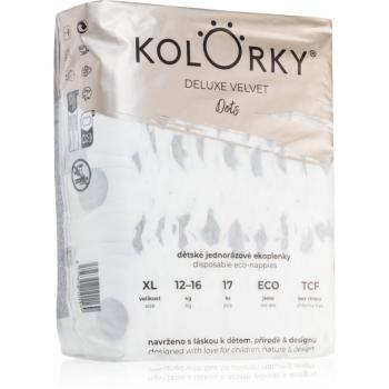 Kolorky Deluxe Velvet Dots scutece ECO de unică folosință marimea XL 12-16 kg 17 buc