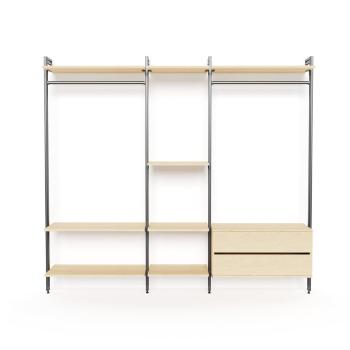 Sistem modular de rafturi în culoare naturală cu aspect de lemn de stejar 245x220 cm Project – Ordena