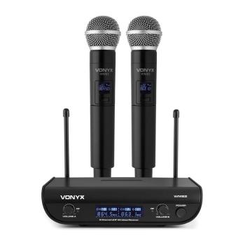 Vonyx WM82 Digital, sistem de microfoane UHF cu 2 canale, 2 x microfon de mână, 50 m, negru