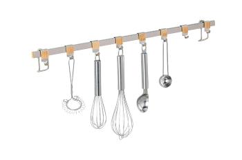 sină si cârlige pentru bucătărie - crom mat - Mărimea 2,5 x 4 x 60 cm
