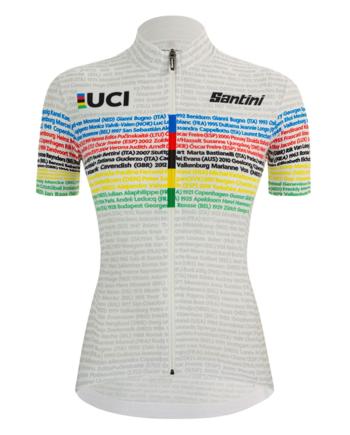 
                 SANTINI Tricou de ciclism cu mânecă scurtă - UCI WORLD 100 LADY - curcubeu/alb  
            