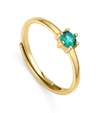 Viceroy Fermecător inel placat cu aur cu zircon verde Clasica 9115A01 55 mm