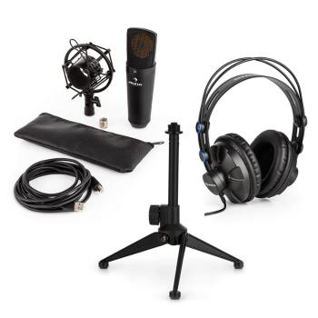 Auna MIC-920B, set de microfon usb V1, microfon condensator, căști, suport de masă