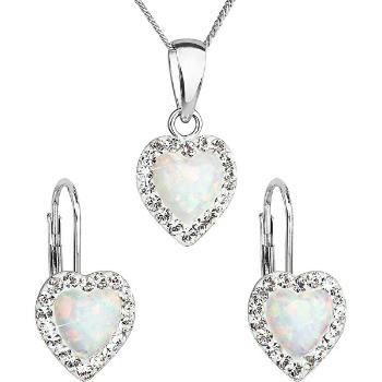 Evolution Group Set bijuterii inimă 39161.1 &amp; white opal (cercei, lanț, pandantiv)