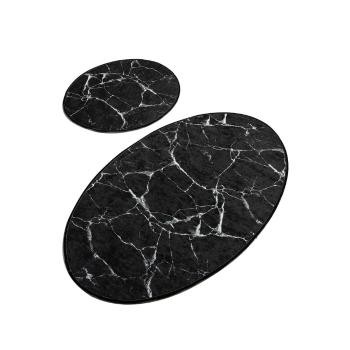 Set 2 covorașe ovale de baie Foutastic Marble, negru