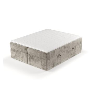 Pat boxspring maro deschis cu spațiu de depozitare 180x200 cm Yoko – Maison de Rêve