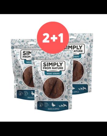 SIMPLY FROM NATURE Meat Strips benzi pentru caini mar si rata 2 x 80g + 80g GRATIS