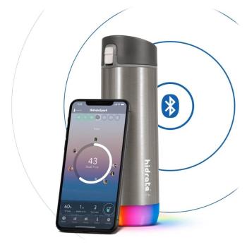 HidrateSpark Sticlă inteligentă din oțel inoxidabil 620 ml, tracker Bluetooth, oțel inoxidabil