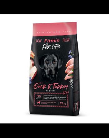 FITMIN dog For Life Duck &amp; Turkey 12 kg hrana caine adult, rata si curcan