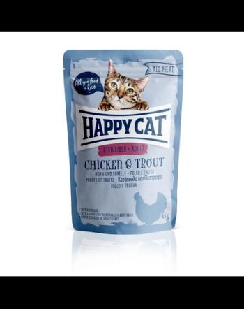 HAPPY CAT All Meat Hrana umeda pentru pisici sterilizate, cu pui si pastrav, 85 g