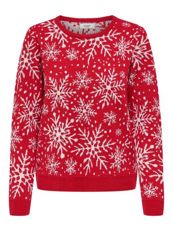 Jacqueline de Yong Pulover pentru femei JDYMIKA 15238308 True Red W WHITE SNOWFLAKE JACAURD M